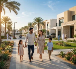 Family enjoying a modern residential lifestyle in Abu Dhabi after successful immigration services